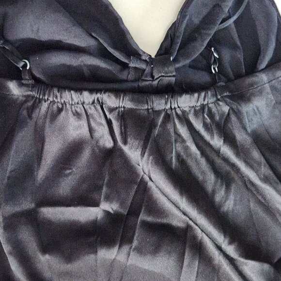 Victorias Secret Slip Dress Nightgown Black Satin Bow Medium - Picture 13 of 15